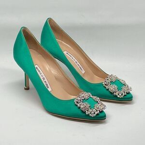 Manolo Blahnik Hangisi 70MM Embellished Satin Pumps size 36